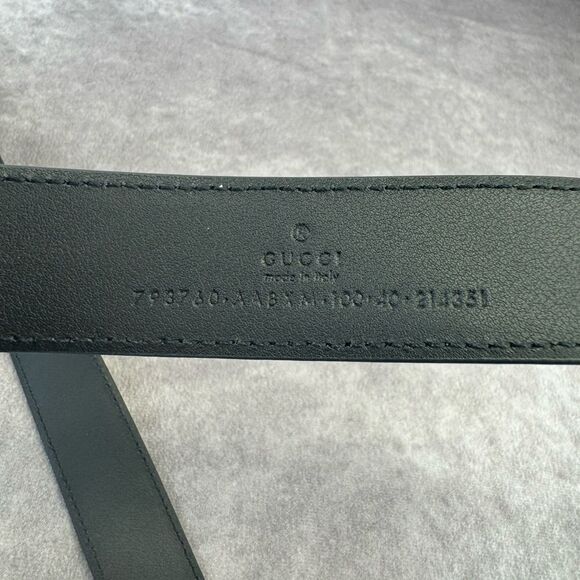 Gucci Black Rectangular Buckle Leather Men's Belt 793760 100/40 - Picture 8 of 10